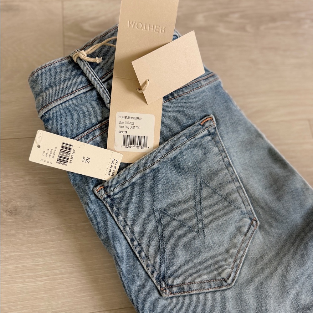 MOTHER Light Blue High-Rise Women's Jeans The Hustler Ankle Fray- One last trip